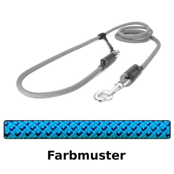 EASYLONG Hundeleine - L - 2m - blau mit schwarzen Haken